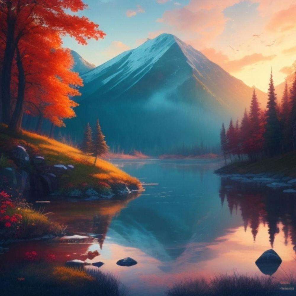 Sunset In The Mountains Art Print by The Artful House - Fy