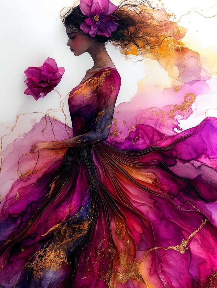 Girl In The Purple Dress Art Print by MesmerizeBazaar - Fy