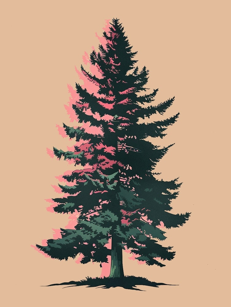 Cedar Tree Colourful Illustration 1 1 Art Print by Bough And Bloom ...