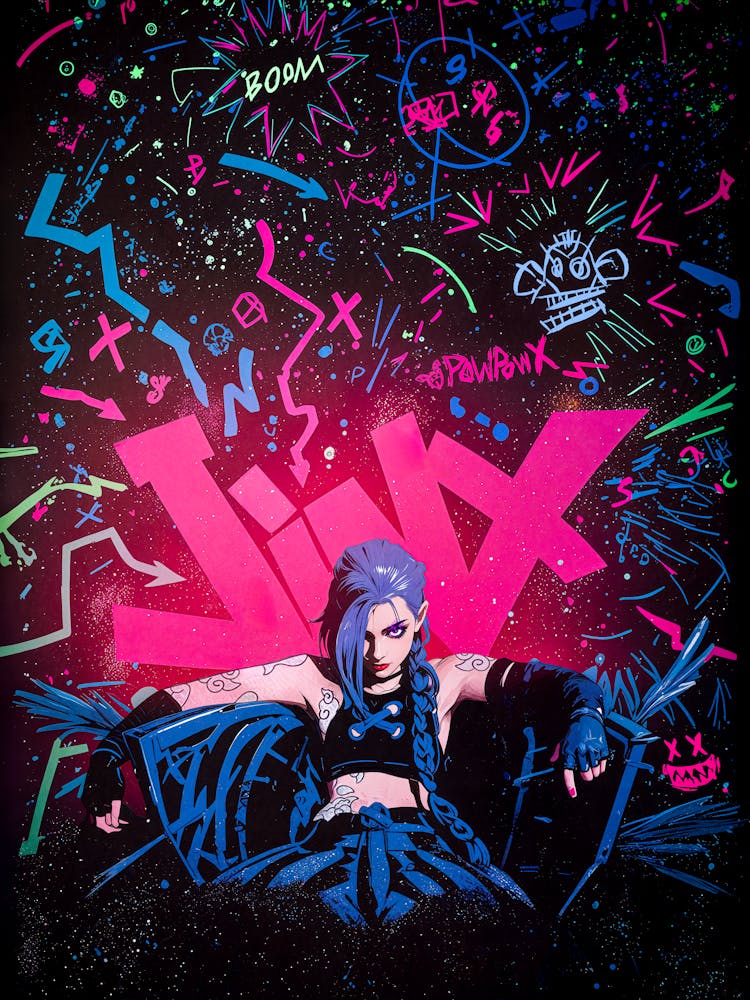 Arcane Jinx Graffiti 1 Art Print by Pixel Nexus - Fy