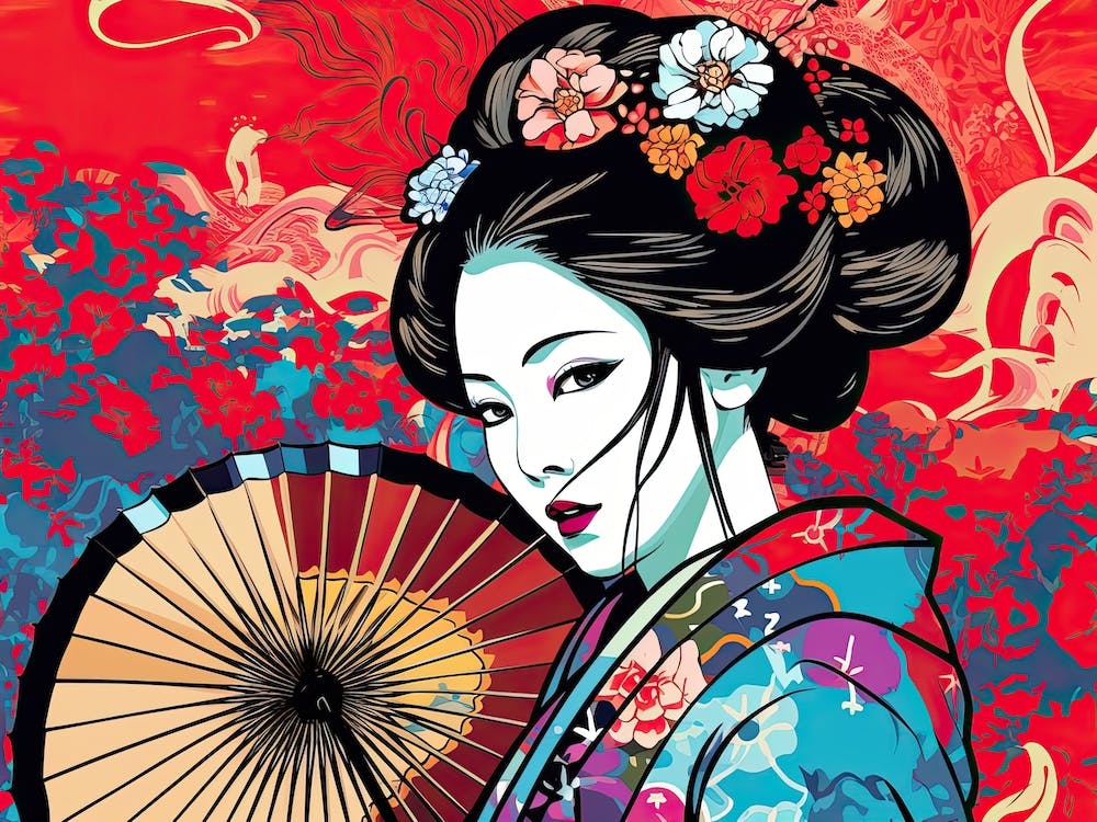 アート・デザイン・音楽 Facing Beauty Geisha Face Pop Art 12 Art Print by Blade and Brush - Fy