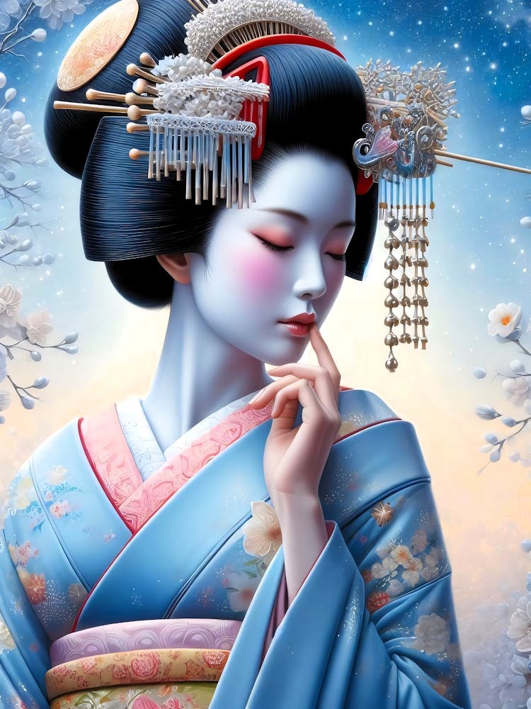 Japan Traditional Geisha Illustration By Ad 124 Art Print by
