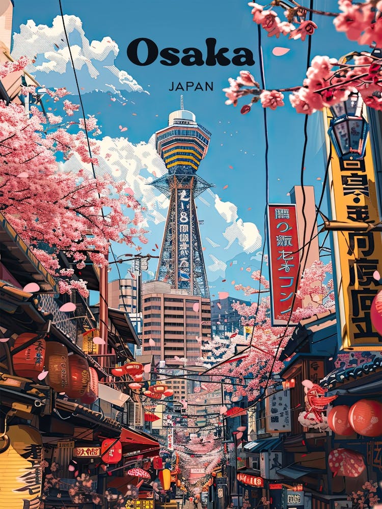 Osaka Japan Metropolitan Art Illustration Art Print by