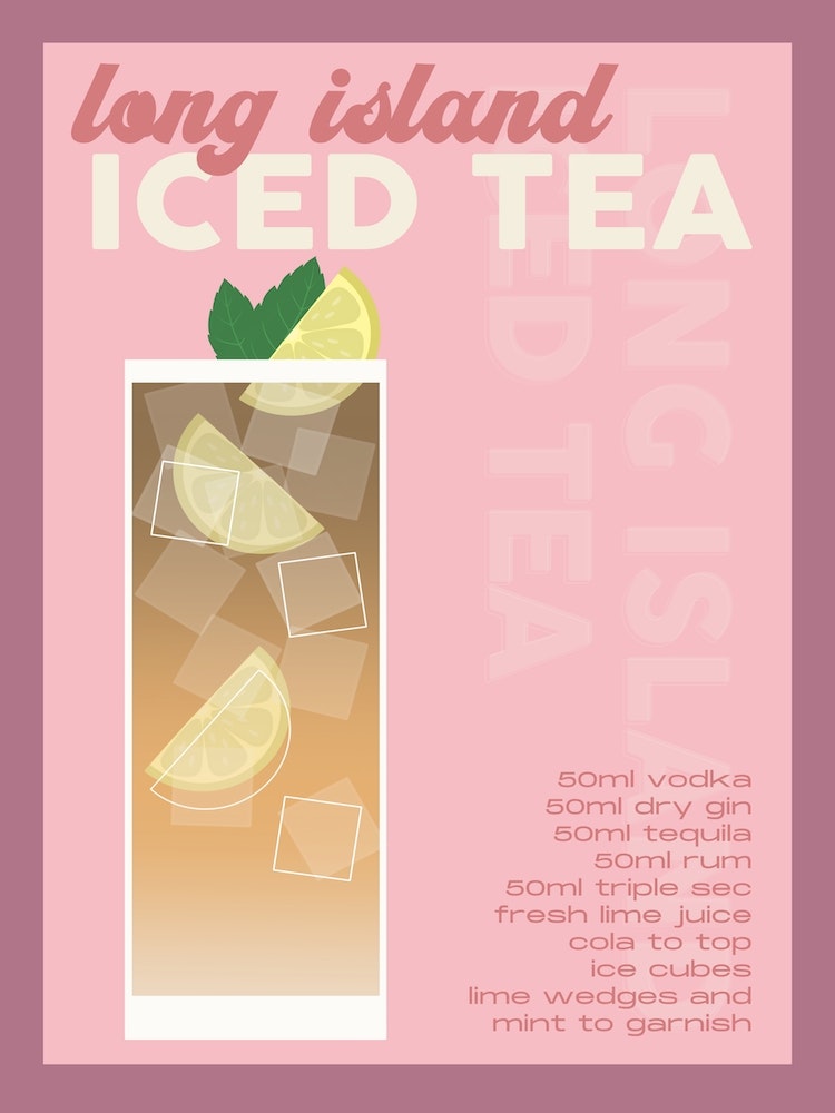 Burgundy Long Island Iced Tea Cocktail Art Print By Alaina Creates Fy