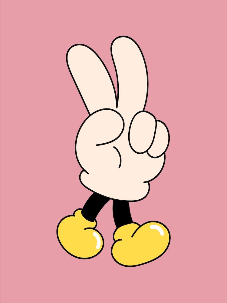 MICKEY MOUSE HAND SIGN Collaboration with Name. BLACK
