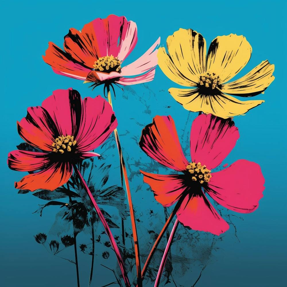 Andy Warhol Style Pop Art Flowers Cosmos 3 Square Art Print Andy Warhol Style Pop Art Flowers Cosmos 3 Square Art Print