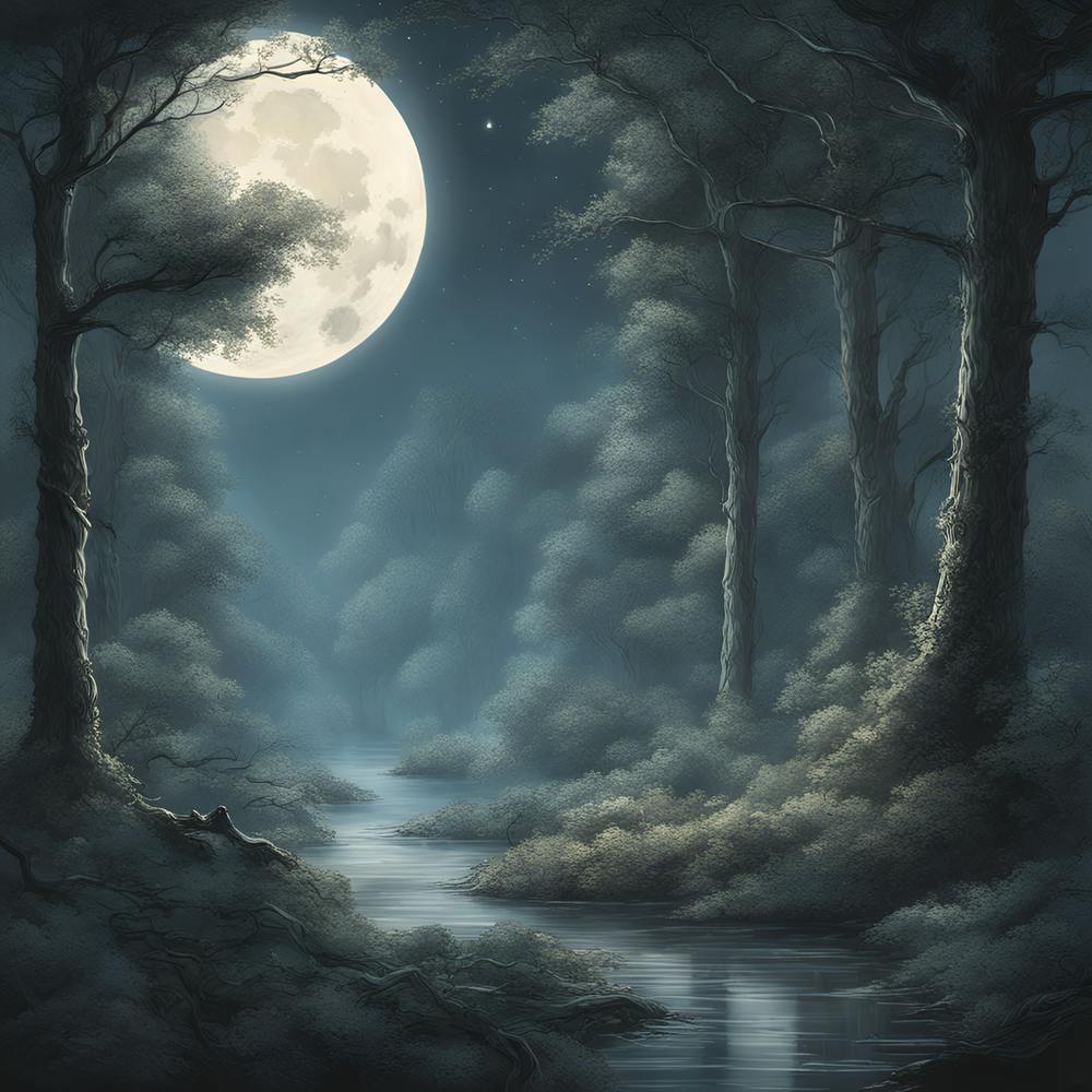 Stupell Industries Surreal Full Moon Tree Silhouette