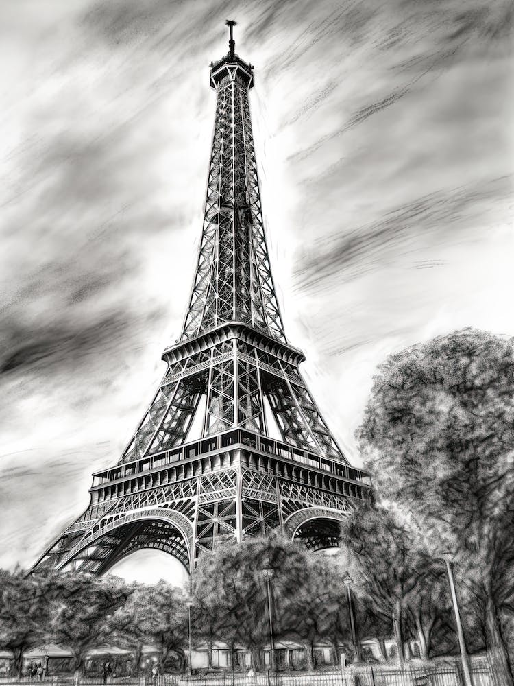 Eiffel Tower Pencil Sketch Effect Photograph by Joe Myeress  Pixels