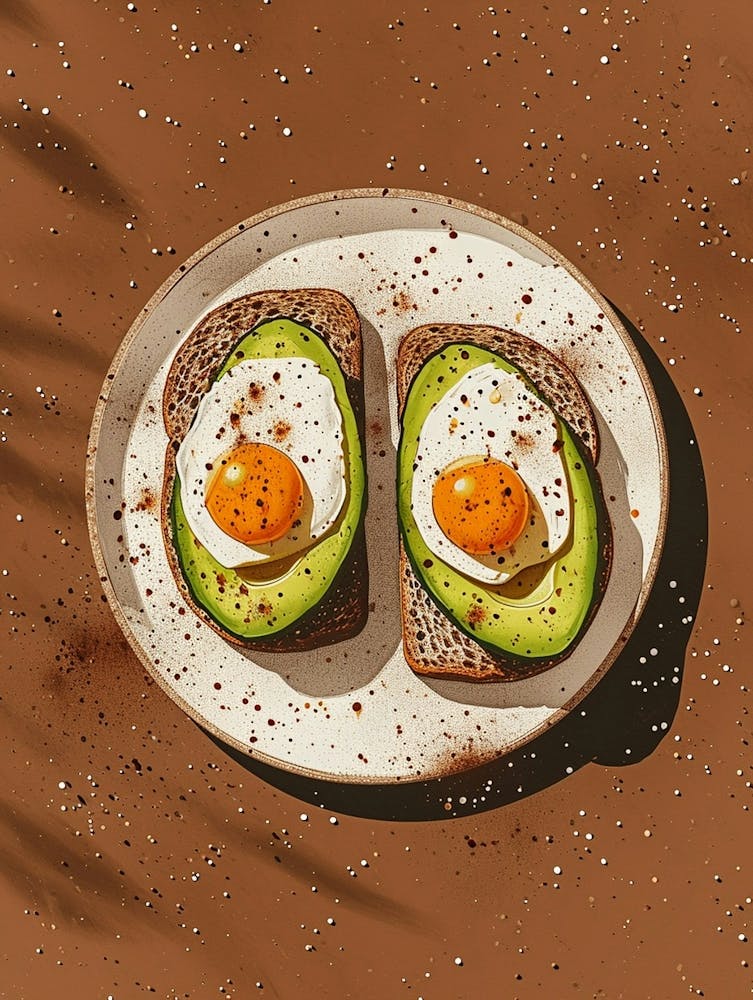 Avocado Toast Art Print, deals avocado art, breakfast art, egg art, commercial art, restaurant art, interior styling, modern kitchen art, avocado