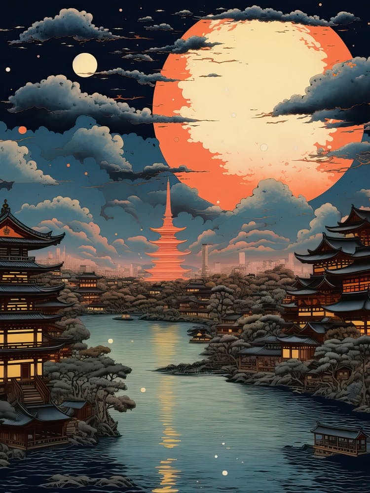Tokyo In Japan, Ukiyo E Drawing 2 Art Print by Ukiyo-e