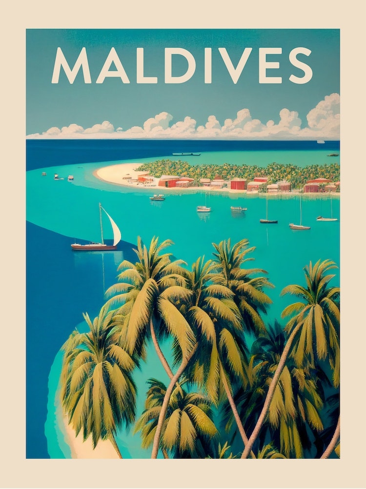 Maldives Vintage Travel Poster Art Print by Travel Poster Collection - Fy