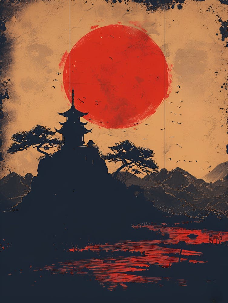 Japanese Sun Art Print by AnikArts - Fy