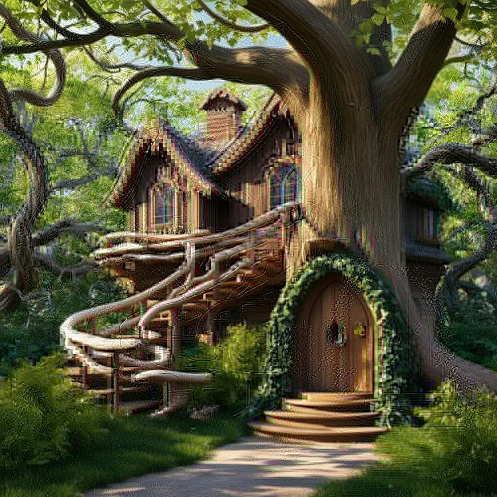 アクリル絵画　“Tree House” Crazy Treehouse Clipart, 12 Jpgs, Garden Tree House Clipart
