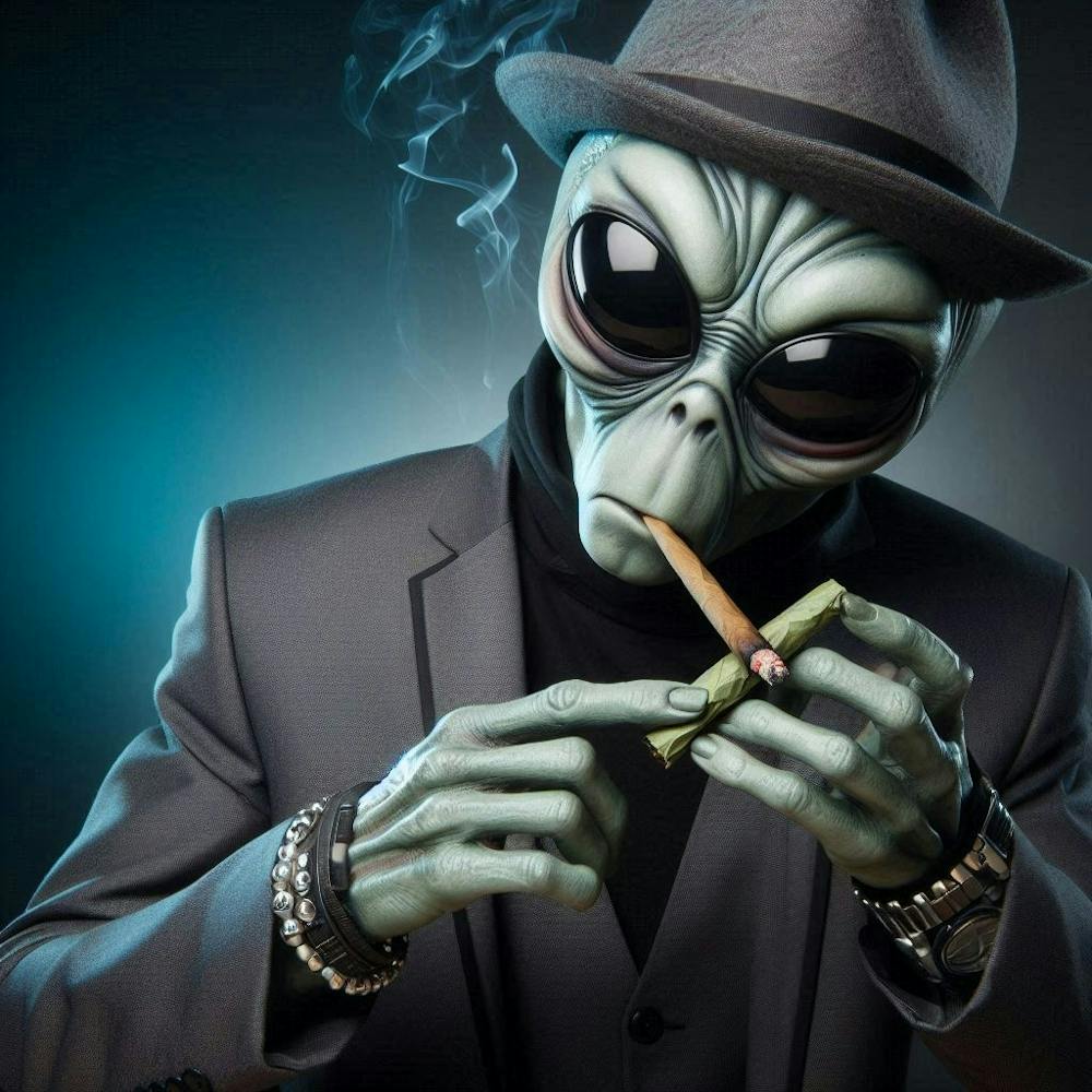 Alien Smoking A joint Art Print by Dynomodz - Fy