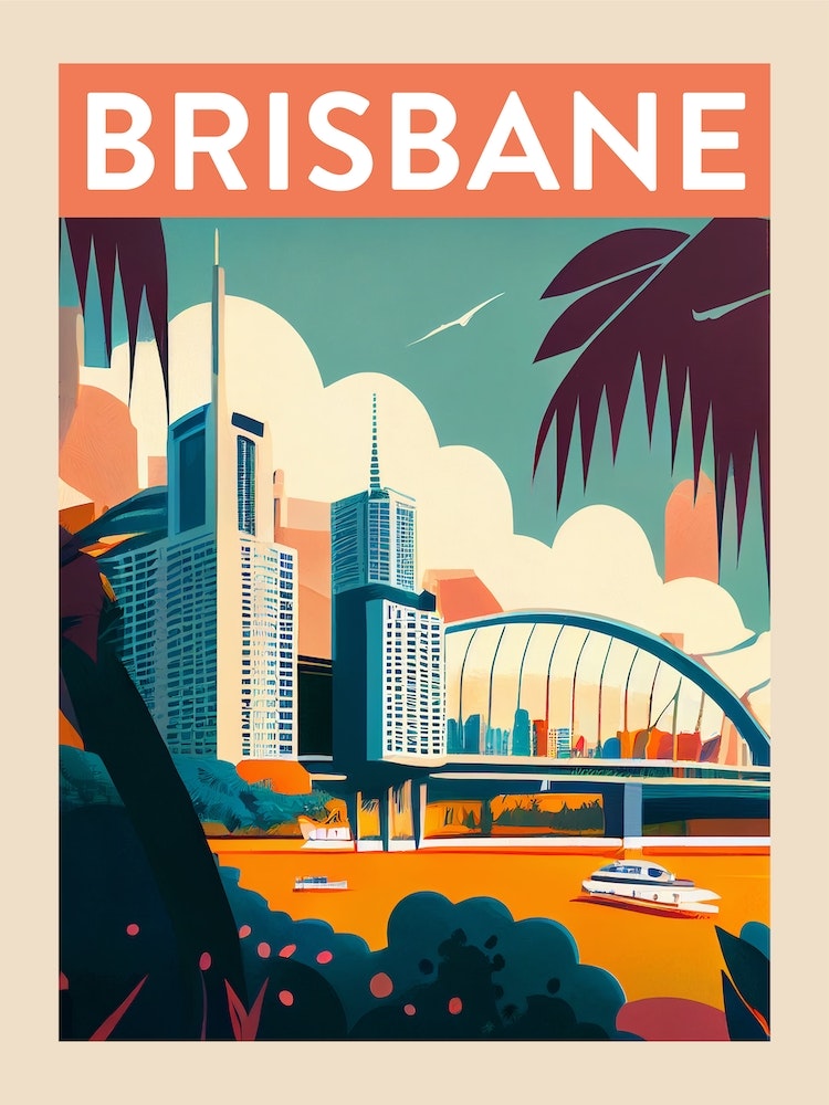 Brisbane Vintage Travel Poster Art Print by Travel Poster Collection - Fy