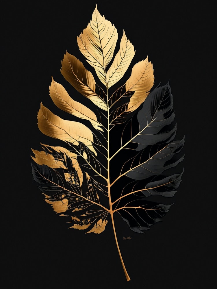 Gold Leaf Art Print by Artsy Bessy - Fy
