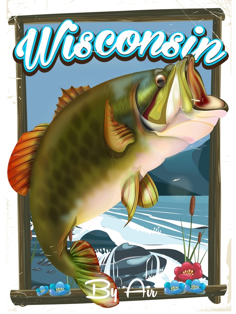 Wisconsin Bass Art Print by Nicks Emporium - Fy
