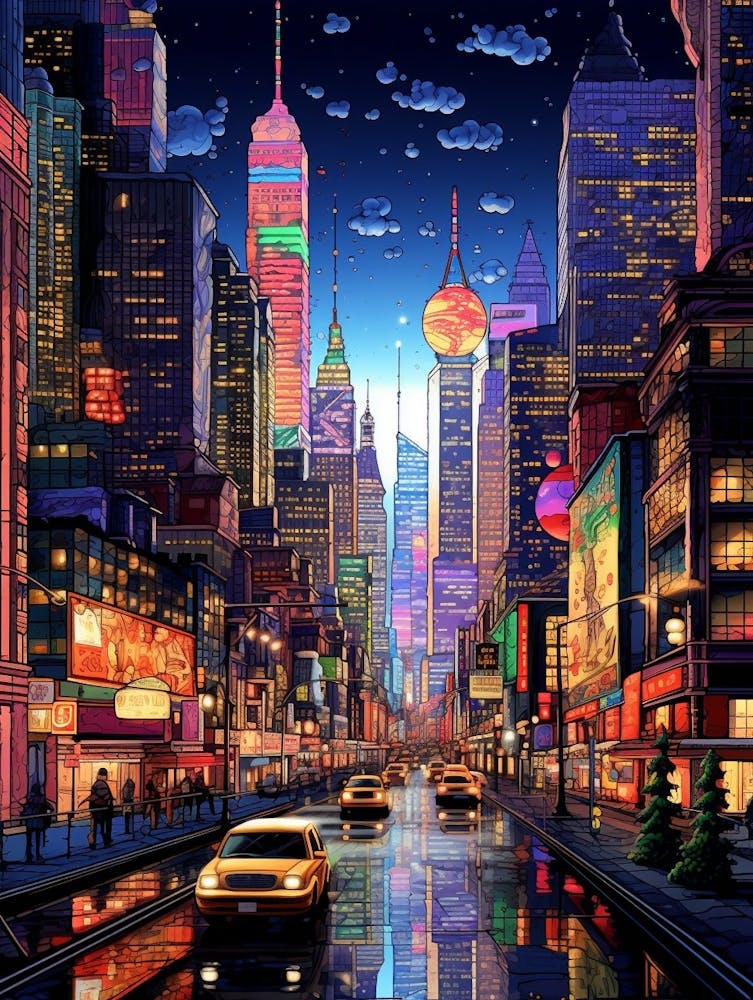 New York Pixel Art 1 Art Print by PixelPerfect - Fy