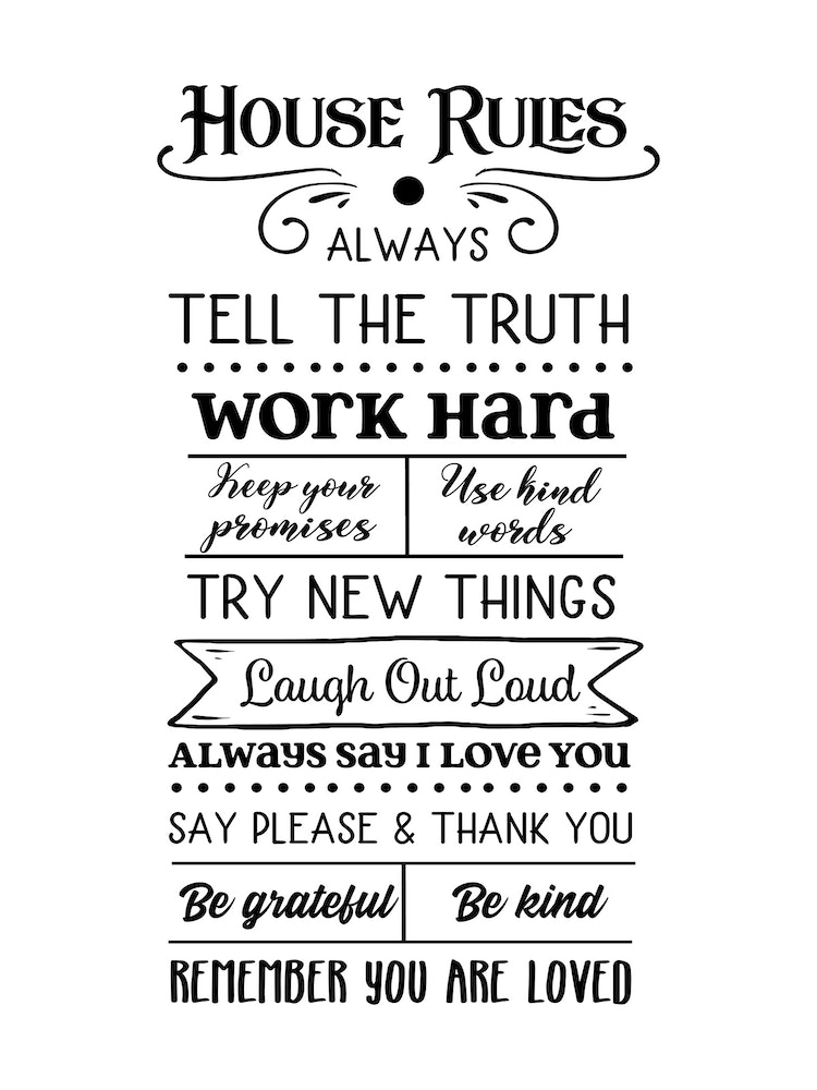 House Rules Art Print by Pixy Paper Fy