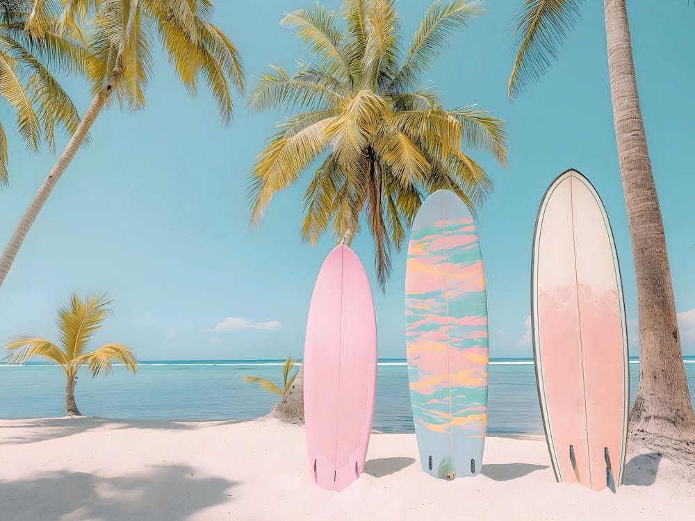 キャンバスアート Surfboard on the beach  (4枚) Surfboards On The Beach 4 Art Print by ArtMart - Fy