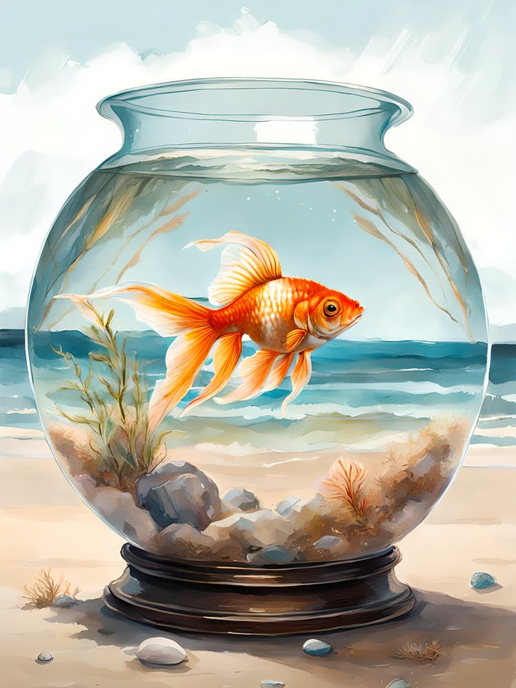 Goldfish In A Bowl Art Print by AVoidoid Fy