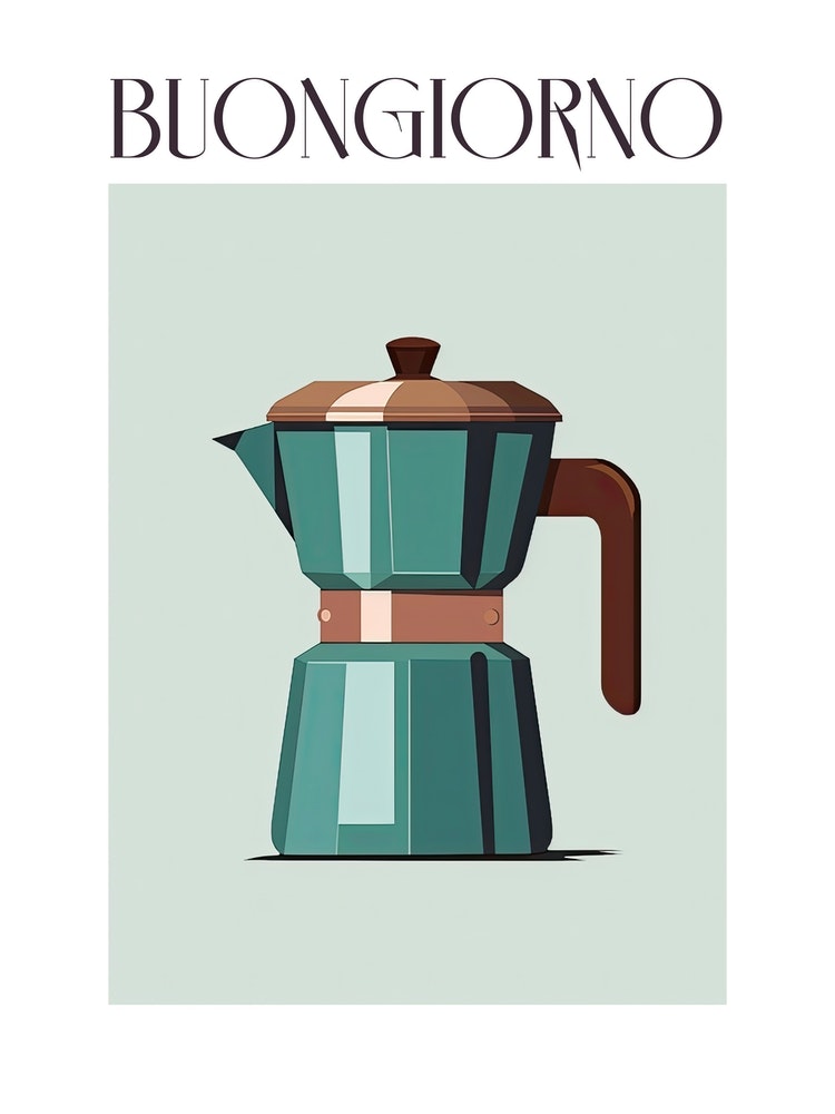 Mambo Art Studio Canvas Wall Decor Prints - Moka Espresso Italian Coffee Maker Buongiorno 5 ( Food & Drink > Drinks > Coffee art) - 40x26 in