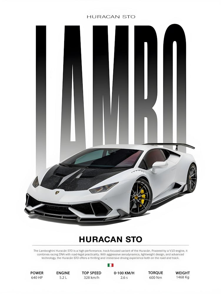 Double Trouble. Lamborghinin Huracan STO x Performante Print Wall Art buy