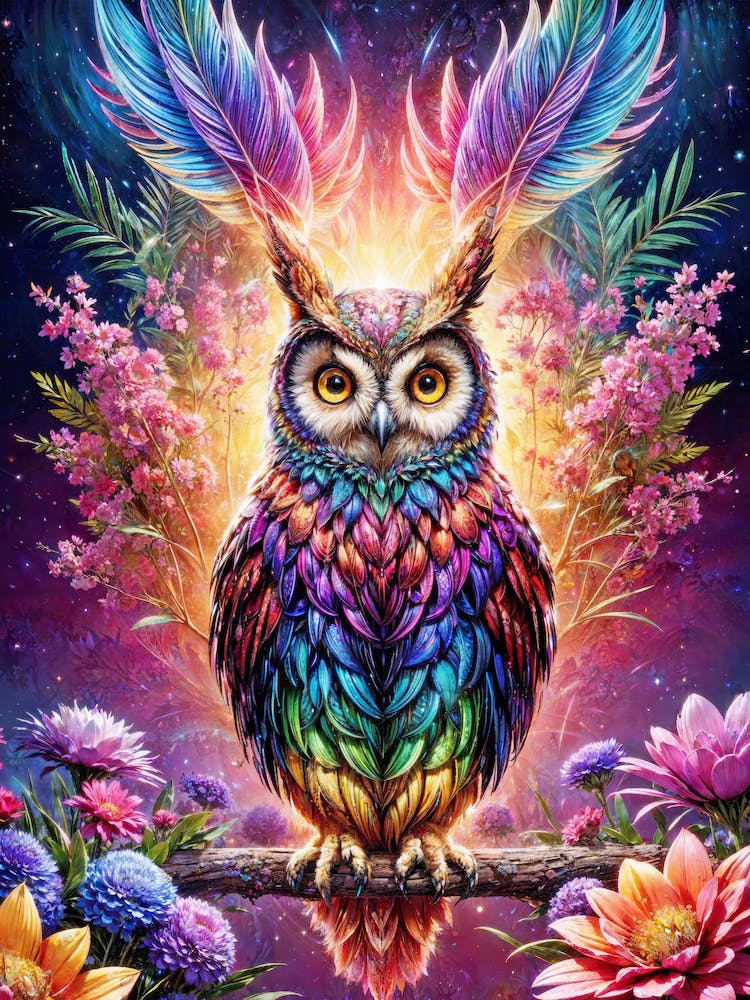 Decorative Resin Owl Painting with Wood,Flowers shops and Acrylic-Magical-3d effect. aA Touch of Nature