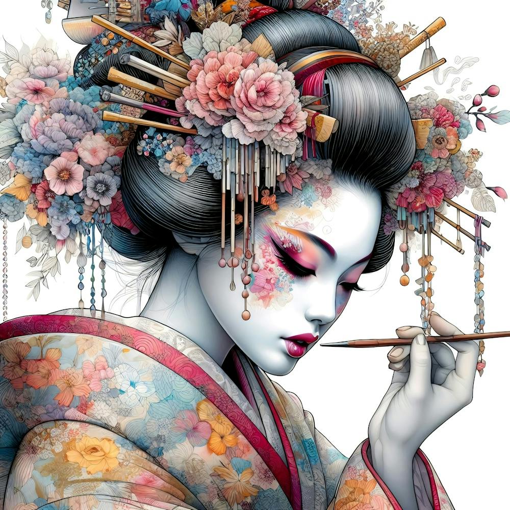 Japan Traditional Geisha Illustration By Ad 131 Art Print by Japan Traditional Geisha Illustration By Ad 131 Art Print by