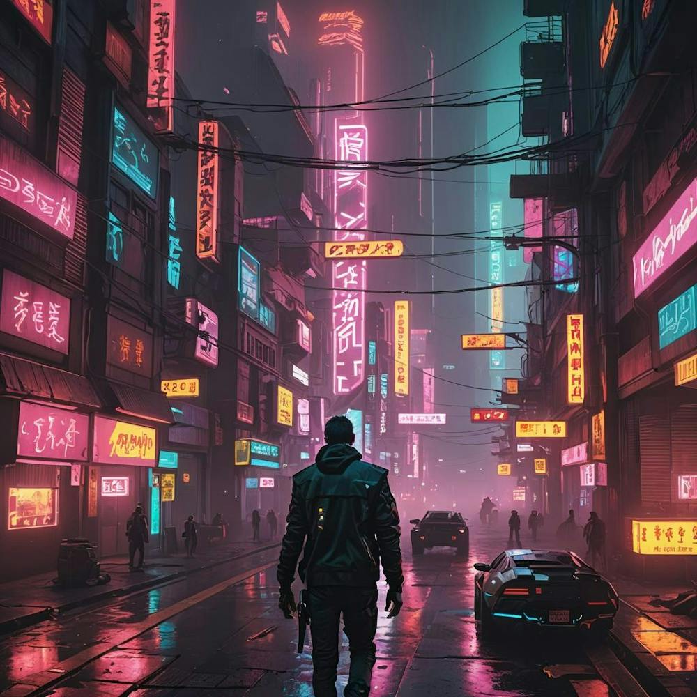 売れ筋アイテムラン Gaia-Morgana by Print Art City Cyberpunk Wolf Fy - アート・デザイン・音楽