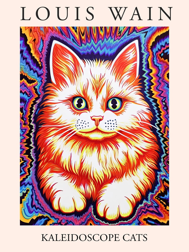 Louis Wain, Kaleidoscope Cats Poster 14 Canvas Print by Meowsterpieces - Fy