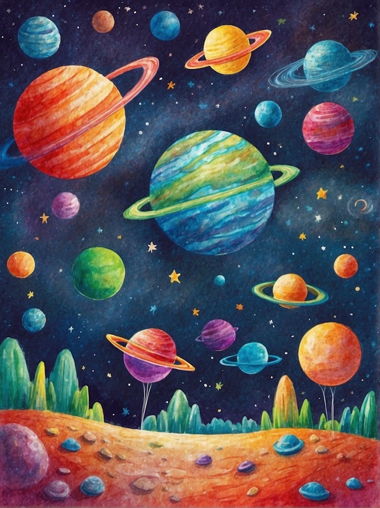 見事な創造力 In Planets Space Fy - PlayPlusFollow by Print Art アニメ