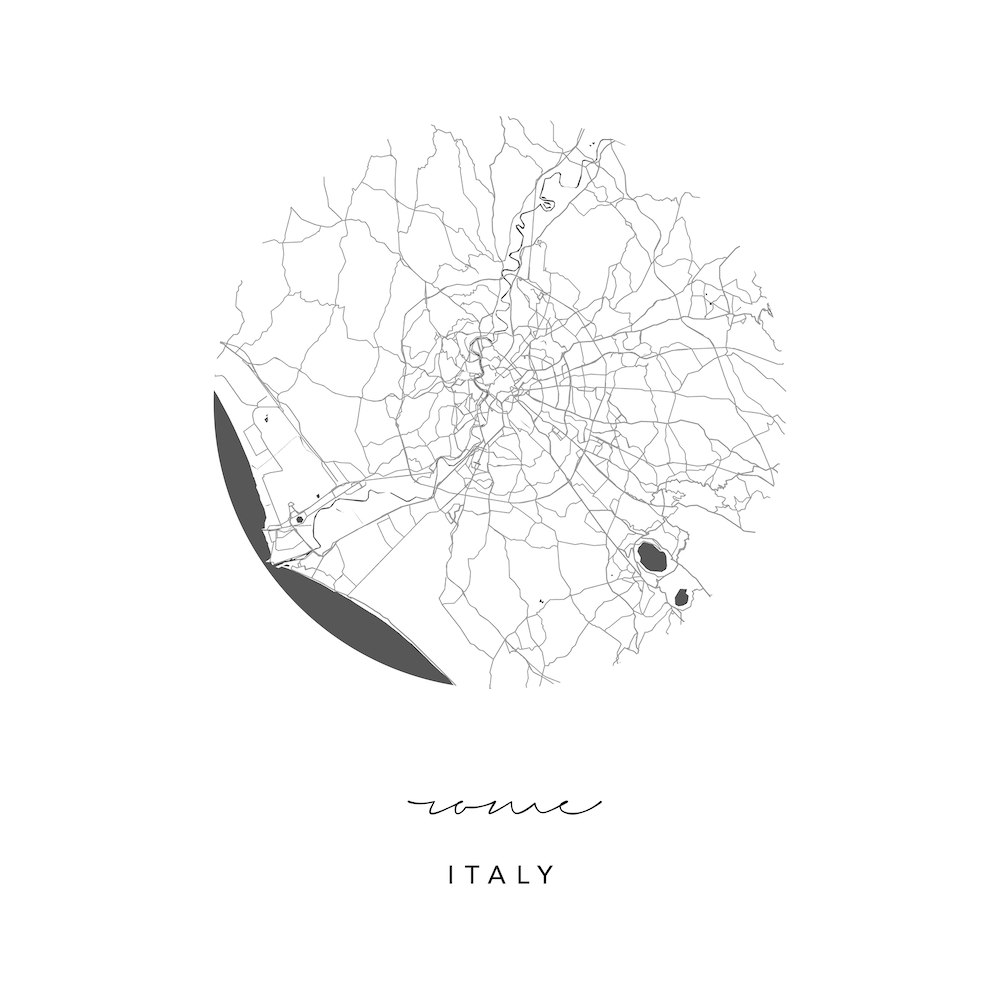 Rome Italy Circle Map Art Print by Typologie Paper Co - Fy