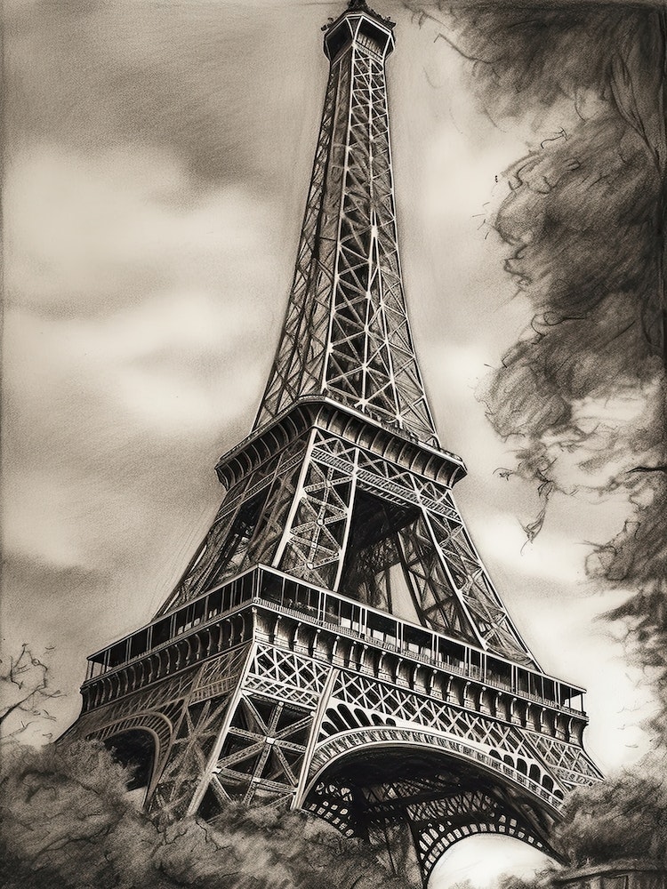 pencil sketch of eiffel tower