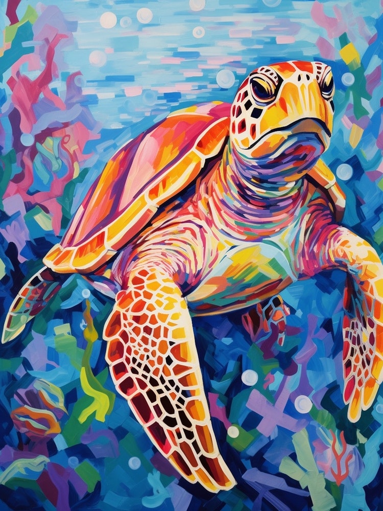 Rainbow Sea Turtle – Brush Tips Art Studio