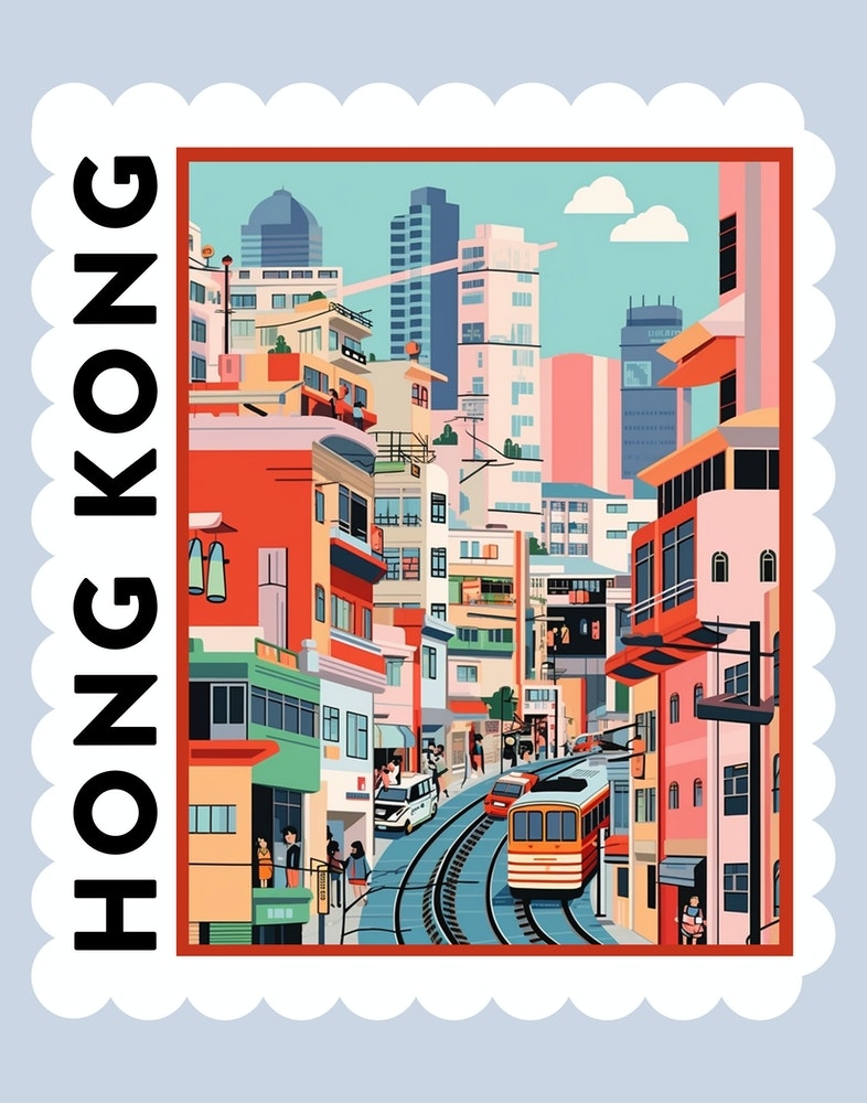 Láminas decorativas para enmarcar, Hong Kong Travel Poster