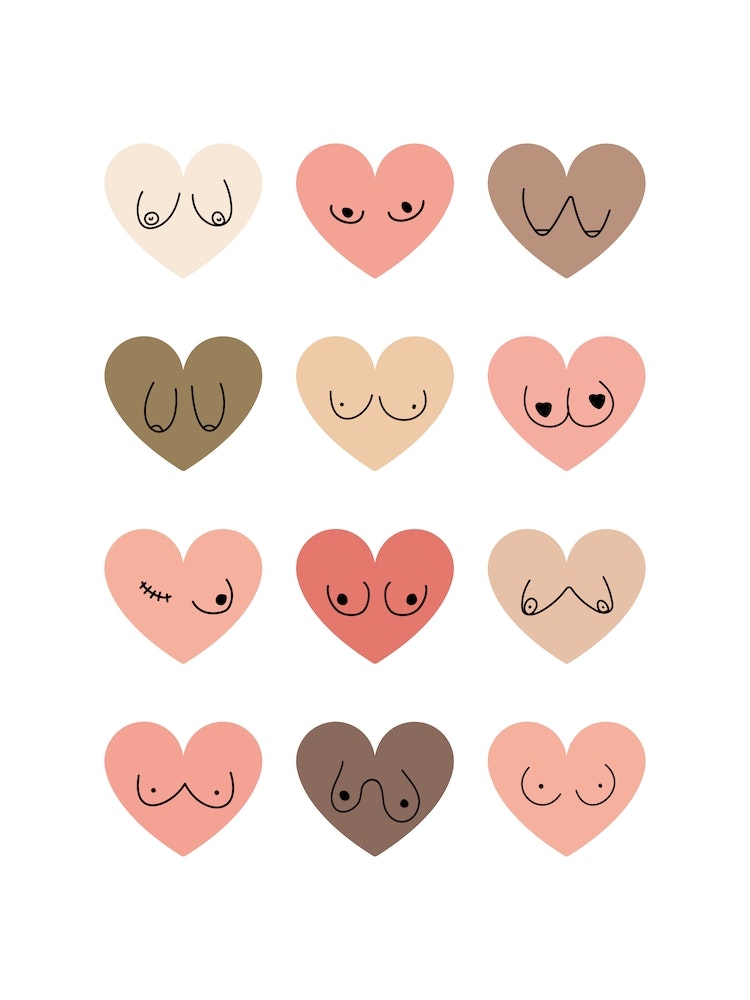 Boobs and Heart Art Print by Tinteriaprint - Fy