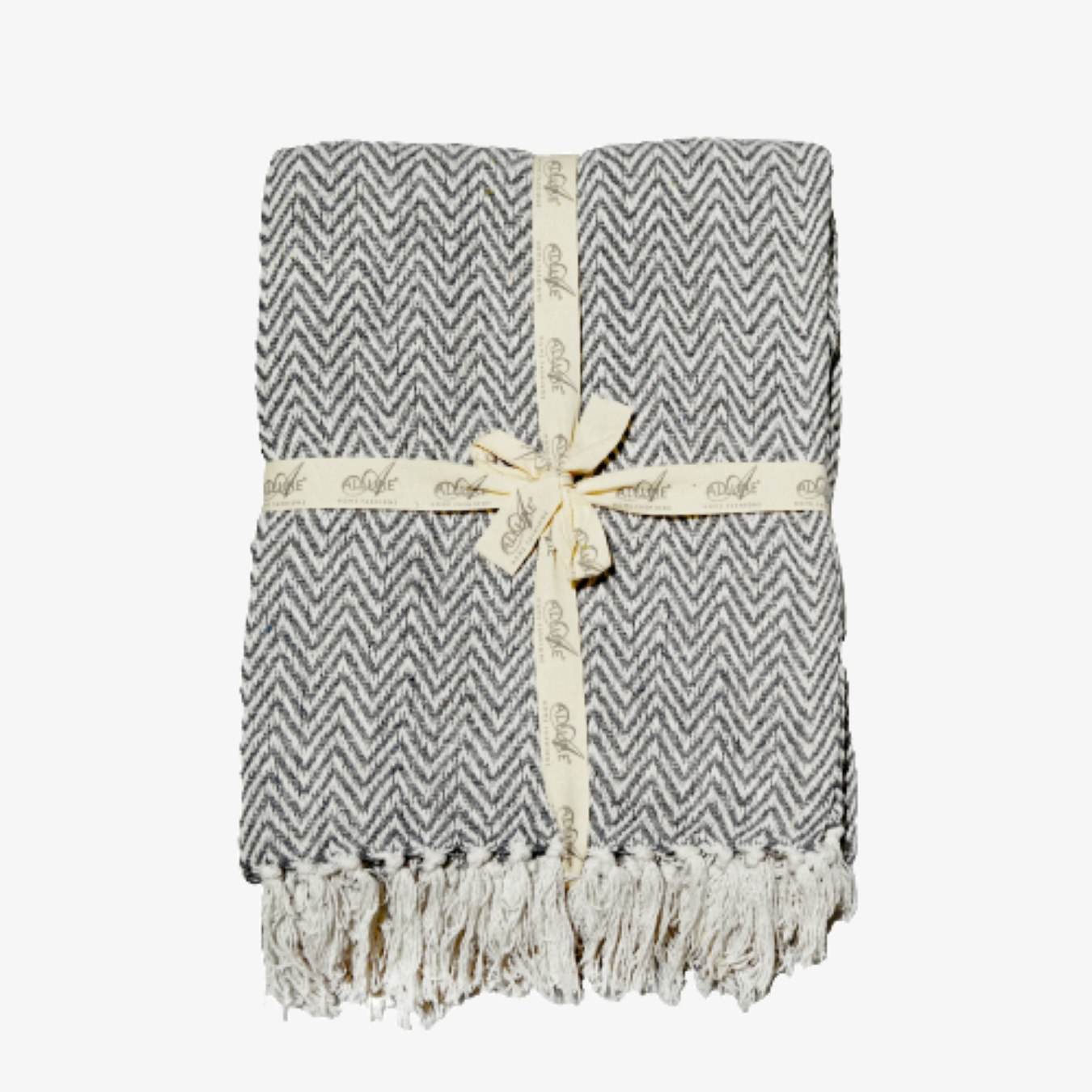 Audley Chevron Throw - Charcoal by Allure Bath Fashions