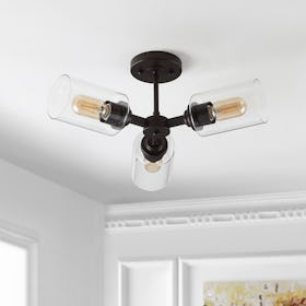 Jaymes 3-Light Iron Cylinder Semi Flush Mount - Oil Rubbed Bronze / Clear