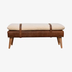 Boucle Buffalo Hide Leather Bench