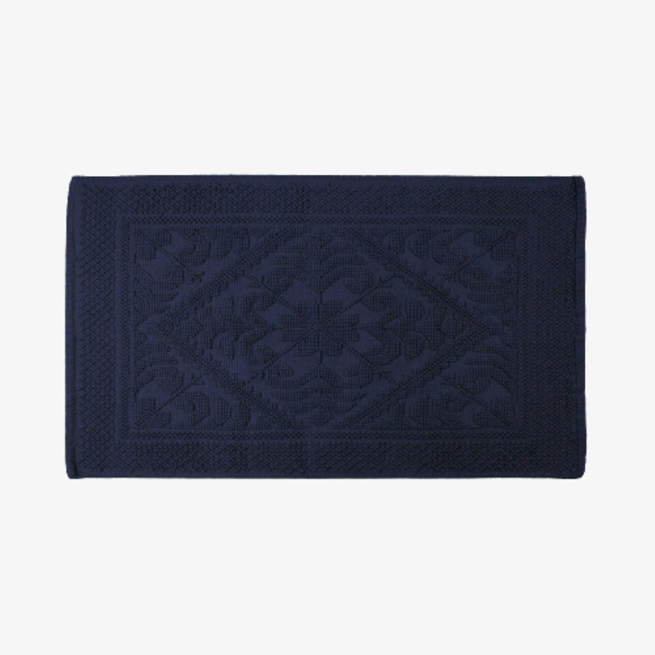 Country House Jacquard Cotton Bath Mat - Navy by Allure Bath Fashions