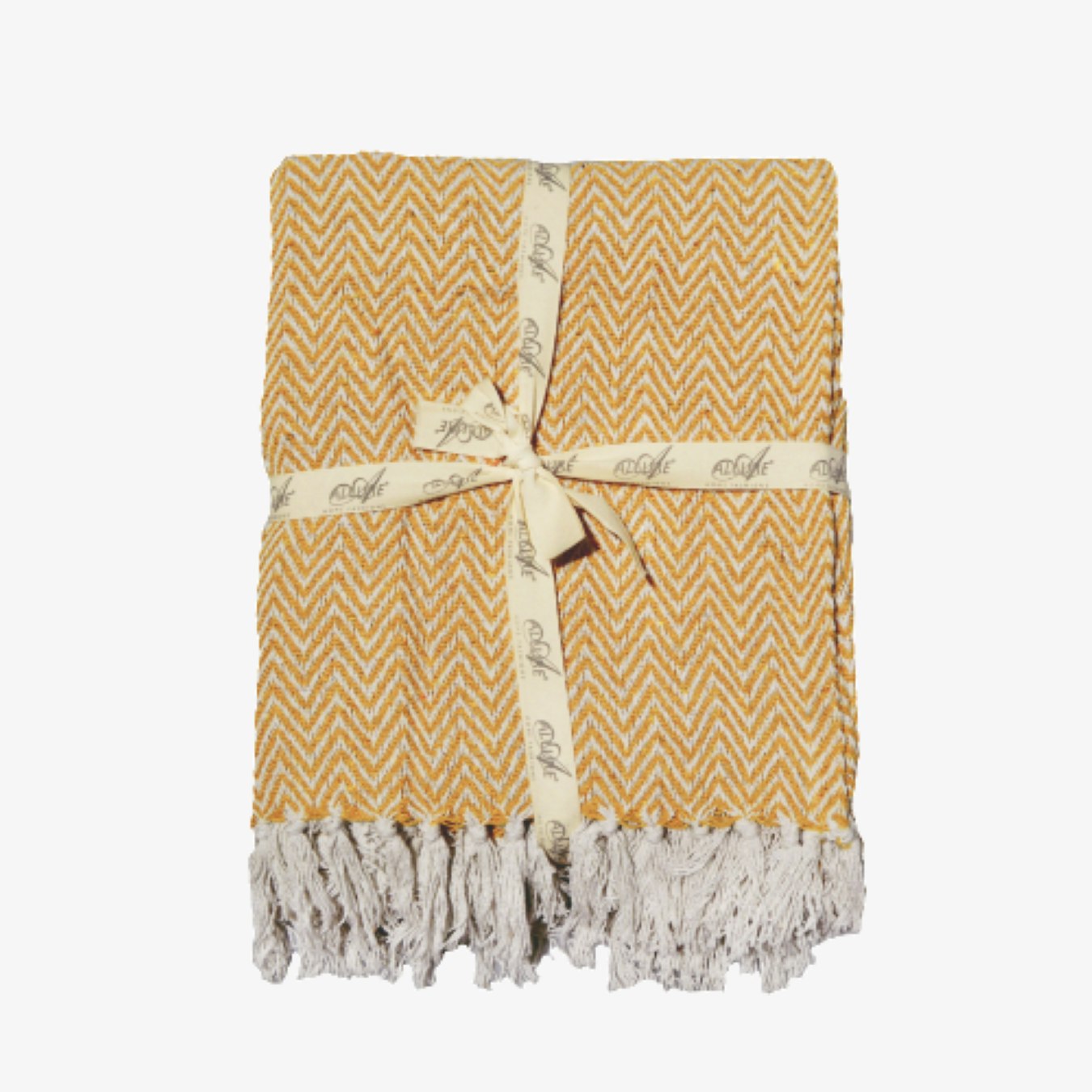 Audley Chevron Throw - Mustard by Allure Bath Fashions