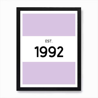 Personalised Year Number Custom Colour Lilac Art Print
