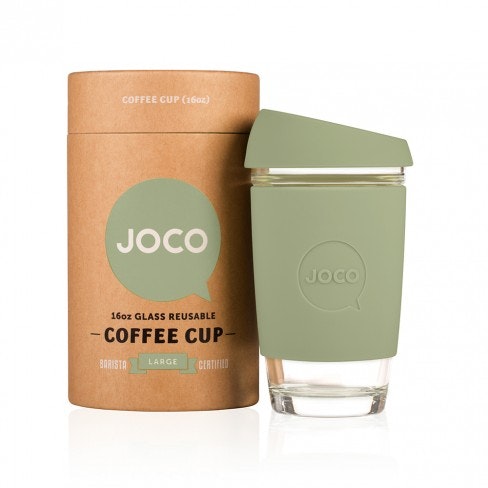 Army Green 16oz Joco Glass Reusable Coffee Cup by JOCO
