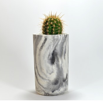 Marbled Concrete Planter - Tall Cylinder by