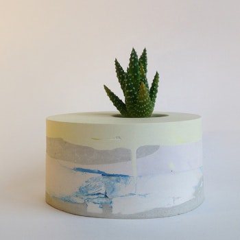Mixed Media Layered Cacti Pot by