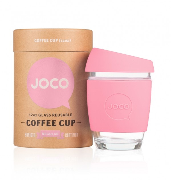 Strawberry Pink 12oz Joco Glass Reusable Coffee Mug by JOCO