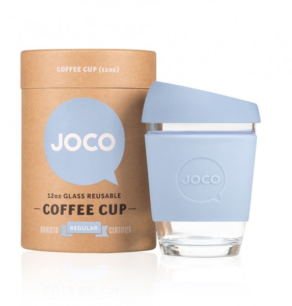 Grey/Blue 12oz Joco Glass Reusable Coffee Mug by JOCO