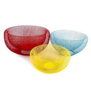 Set of 3 Coloured Wire Baskets by