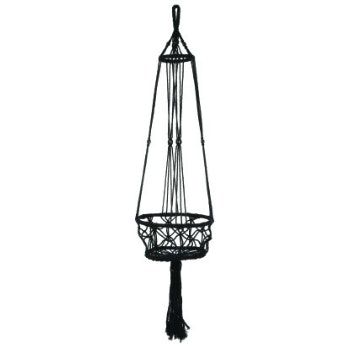 Black 2 Ring Macrame Hanging Planter by